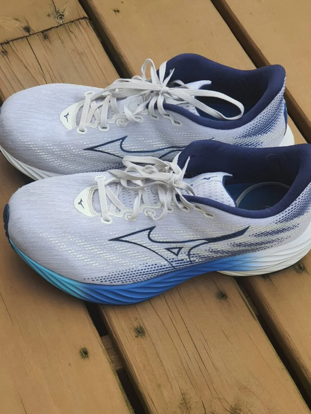 Mizuno Wave Rider 28 "White/Estate Blue" Men's Running Shoe Size 11 - Picture 2 of 8
